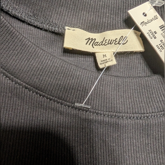 Madewell Black Regenerative Fitted Soft Cotton Short Sleeve Ribbed Crewneck Tee - Picture 3 of 9